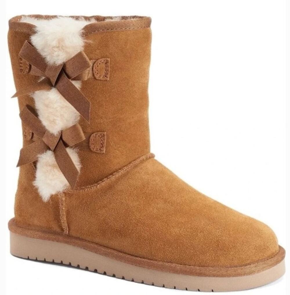 Koolaburra by UGG Chestnut Victoria Short Suede Bow Boots sz 10 New in Box